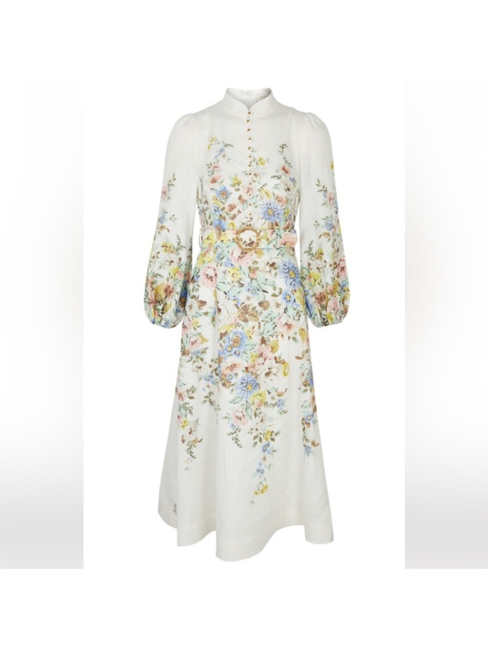 Zimmermann White Floral Long-Sleeve Midi Dress